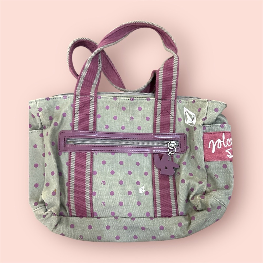 Volcom Polka Dot Canvas Purse